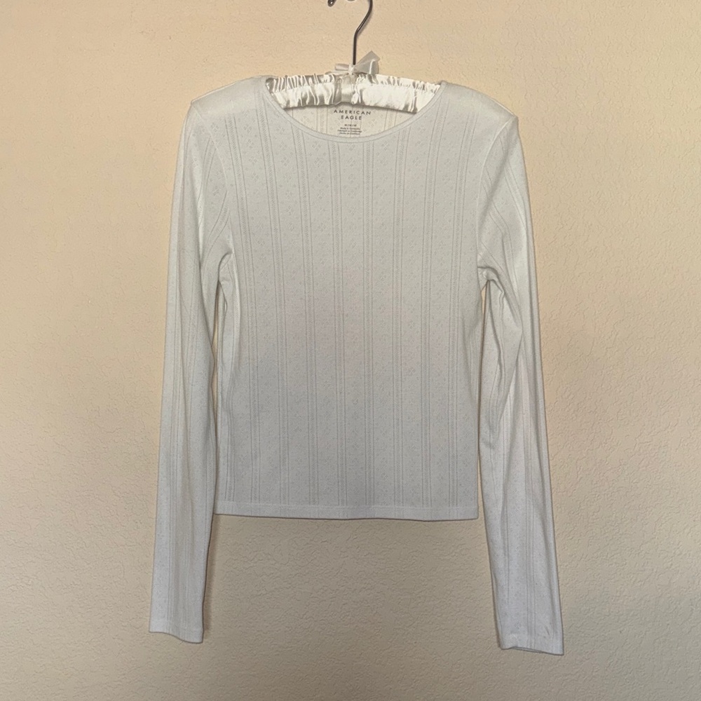 American Eagle Outfitters White Long Sleeve Top